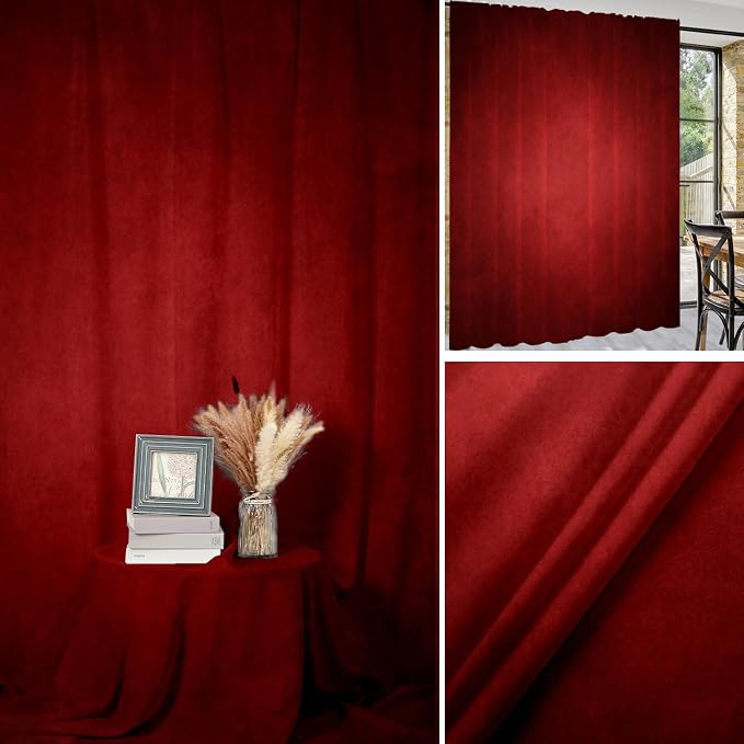8x10ft Abstract Dark Red Photography Backdrop for Professional Studio Backgrounds Retro Red Photo Backdrop Prop Portrait Photo Backdrops for Photoshoot Ombre Backdrop Curtains Rod Pocket on Top - Image 2
