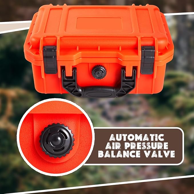 Relaxweex 1 Pcs Waterproof Hard Case with DIY Customizable Foam Insert Portable Protective Case with Knife for Camera Drones Equipments Tools Test Instruments(Reddish Orange,16.3 x 12.4 x 6.5 Inch) - Image 4