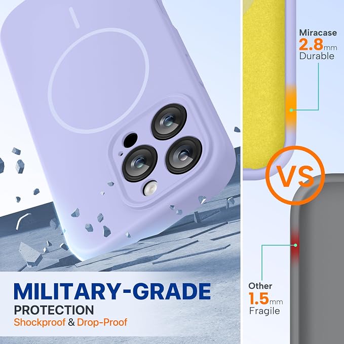 miracase Magnetic for iPhone 16 Pro Case, [Soft Anti-Scratch Microfiber Lining], Compatible with MagSafe, Liquid Silicone Case Shockproof Drop Protection Phone Case for 16 Pro,Light Purple | Compatible with MagSafe, Soft Microfiber Lining, Liquid Silic... - Image 2