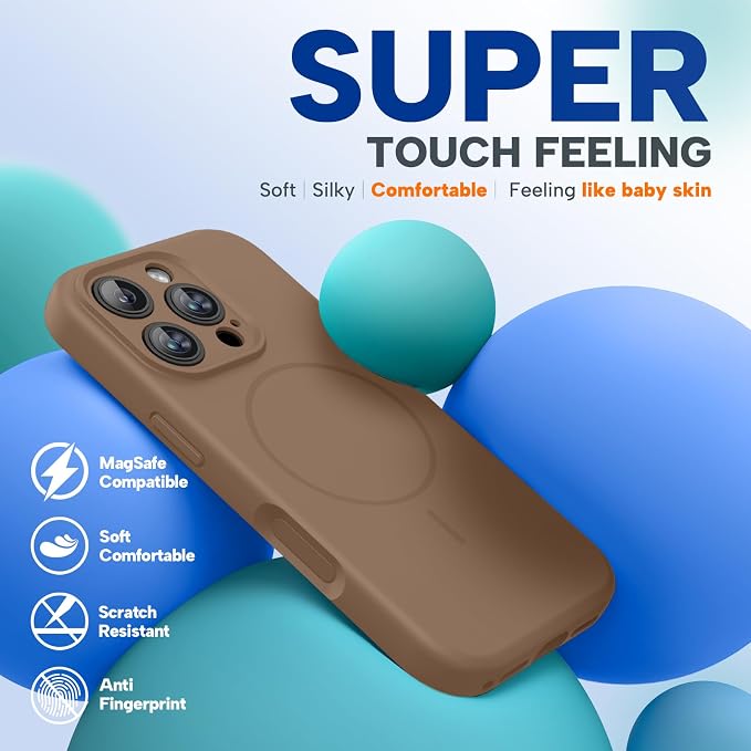 miracase Magnetic for iPhone 16 Pro Case, [Soft Anti-Scratch Microfiber Lining], Compatible with MagSafe, Liquid Silicone Case Shockproof Drop Protection Phone Case for 16 Pro,Chocolate | Compatible with MagSafe, Soft Microfiber Lining, Liquid Silicone... - Image 5