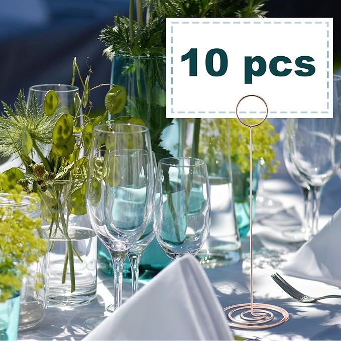 Table Number Holders, 10PCS Place Card Holder, Photo Holder (8.7"Rose Gold) | Cards Stand Name Menu Clips, Large Size Table Sign Card Holders for Centerpieces Wedding Birthday Party - Image 3