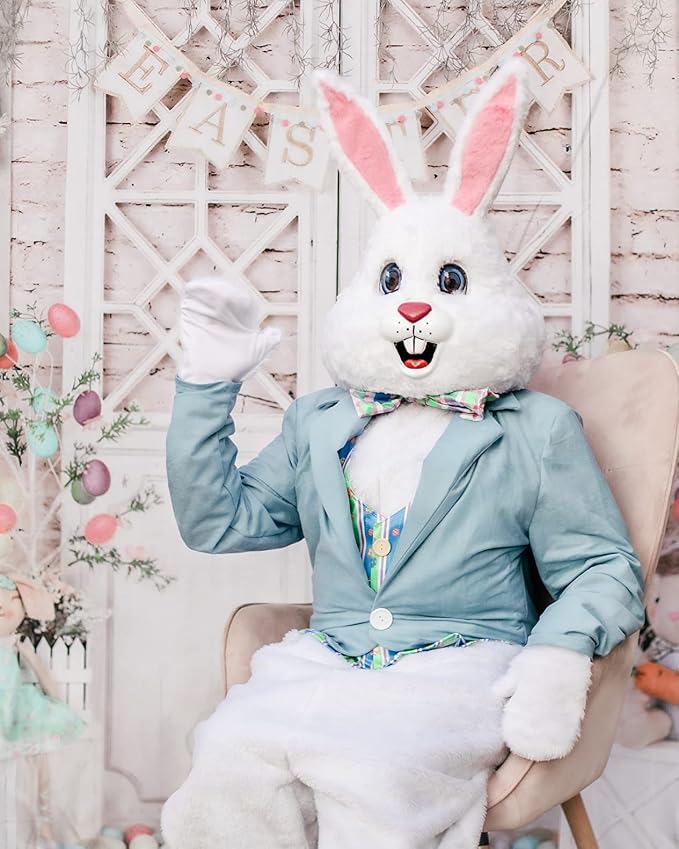 Kate 10x6.5ft Happy Easter Day Photography Backdrops Colorful Eggs | Cute Rabbit Toy Photographic Background Retro Wall White Door Baby Shower Newborn Shooting Backdrop - Image 2