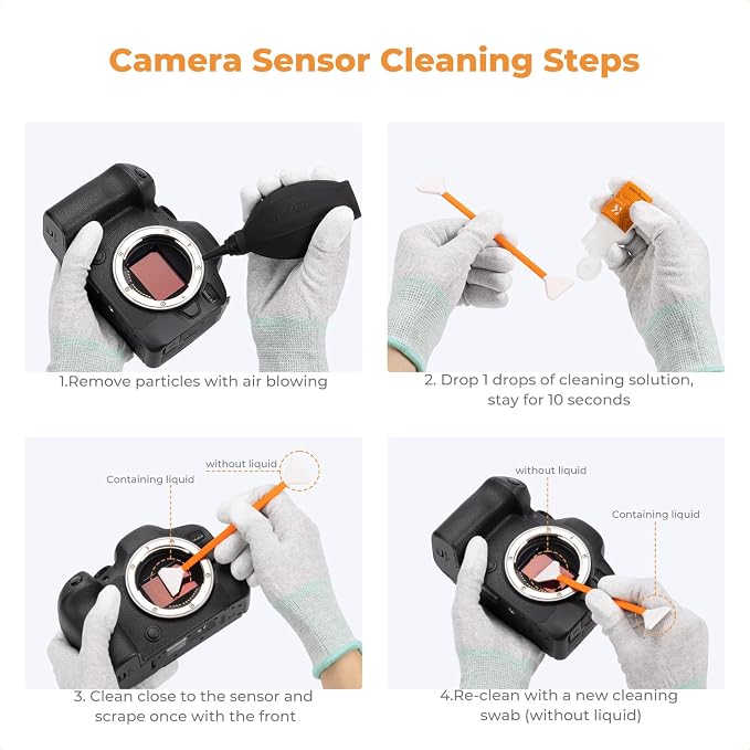K&F CONCEPT Double-Tipped Full Frame Sensor Cleaning Kit with Cleaner | 24mm Sensor SwabsX10, New Dual-Head Design, Vacuum Sealed,20ML Gentle Cleaner,Precision Cleaning,for Nikon Sony Canon Clean - Image 7