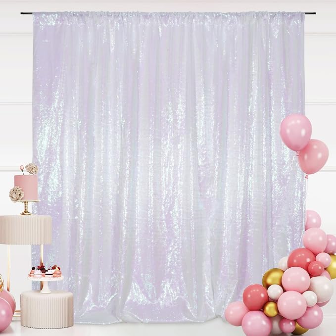 SquarePie 10x10ft Iridescent Sequin Backdrop, High Density Non-Transparent Glitter Curtain for Photography, Birthday, Wedding Party Decorations, Thick Solid Background with 4" Rod Pocket, 1 Panel - Image 8