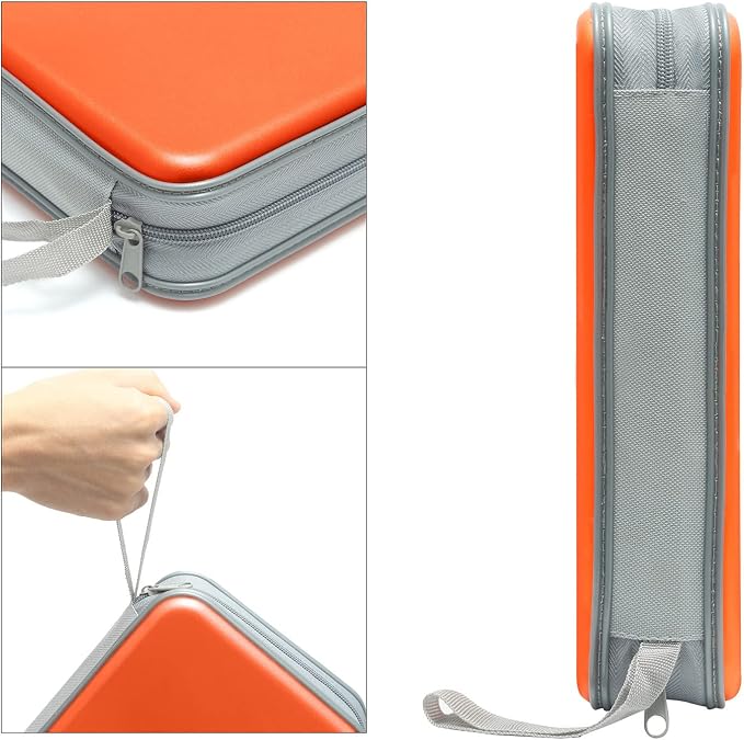 Siveit CD Case Holder, 80 Capacity CD/DVD Case Holders Wallet Hard Plastic CD DVD Disc Cases Storage Binder for Car Home Office Travel (Orange) - Image 3