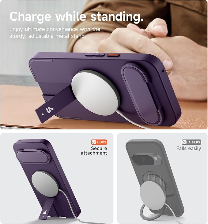 SURITCH for Google Pixel 10 Pro XL Phone Case, Compatible with MagSafe, Protective Cover with Camera Cover & Adjustable Metal Kickstand for Pixel 10 Pro XL 2025 -Dark Purple - Image 4