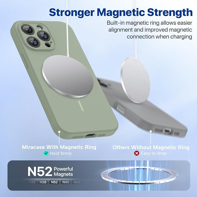 miracase Magnetic for iPhone 14 Pro Max Case, [Soft Anti-Scratch Microfiber Lining], Compatible with MagSafe, Silicone Shockproof Protection Phone Case for iPhone 14 Pro Max,Patina Green - Image 4