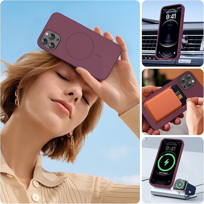Miracase Silicone for iPhone 12 Pro Max Case, Wine Red | Soft Anti-Scratch Microfiber Lining, Premium Silicone Cover Shockproof Drop Protection Phone Case for 12 Pro Max - Image 8