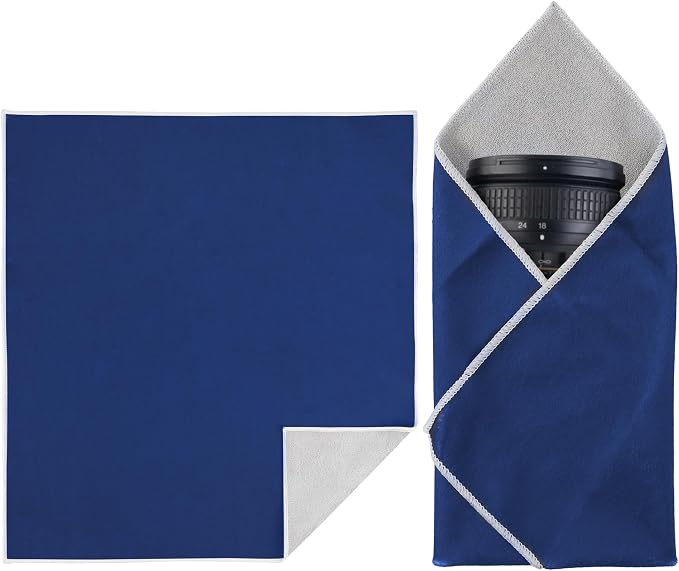 Walking Way Protective Wrap, Self-Adhesive Magic Cloth Camera Wrap, Storage Cloth, Anti-Scratch, Dustproof, Washable Lens Pouch for DSLR, Smartphones, Laptops, Cosmetic (Classic Dark Blue, 17.71 inch) by WalkingWay