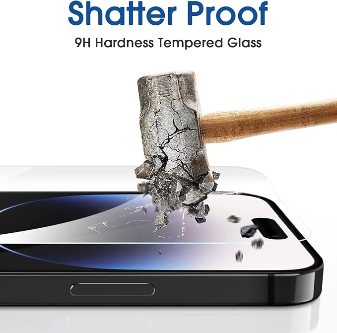 amFilm 2 Pack Tempered Glass Screen Protector + Camera Lens Protector for iPhone 14 Pro Max 6.7 Inch. Easy OneTouch Installation, Auto-Alignment, Bubble Free, Case Friendly, Anti-Scratch - Image 5