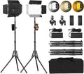 2Pack LED Video Light Kit with Barn Door 12.6" Bi-Color 2400Lux 2500-6500K | 280 LED Beads CRI 96+ Dimmable Photography Light Kit for Video Recording, Filmmaking, YouTube, Studio and Live Stream by soonpho