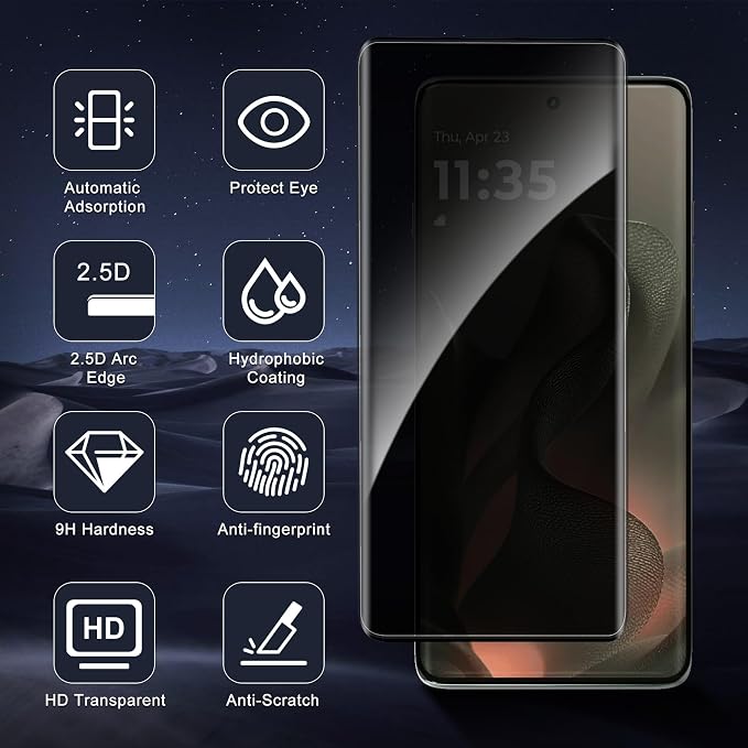 3 Pack for Motorola Edge 2025 Privacy Screen Protector, Anti Spy, Anti-Scratch, 9H Hardness Tempered Glass Privacy Screen Protector for Motorola Edge 2025 - Image 7