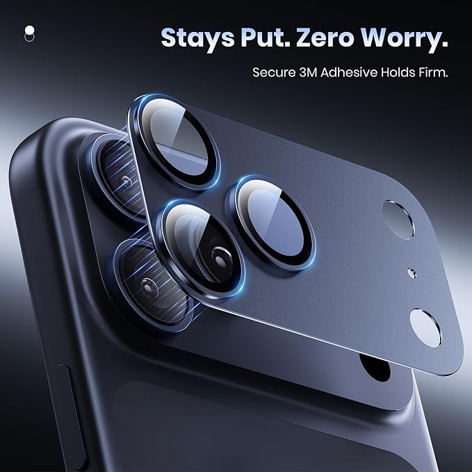 Hoerrye for iPhone 17 Pro Max Camera Lens Protector - 12FT Shatterproof | Military Grade Protection, Strong Adsorption, 9H+ Tempered Glass Camera Screen, Full Protective Cover, Case Friendly, Blue - Image 5