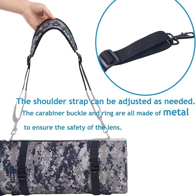 ZZQ&CCF Camera Lens Case Bag for Nikon Z 600 F/6.3 VR S/AF-S 500mm, for Sony FE 300 F/2.8 GM OSS/Sigma 150-600 etc., Water Resistant Protective Camera Lens Pouch for Super Telephoto Zoom Lens #Leaf - Image 4