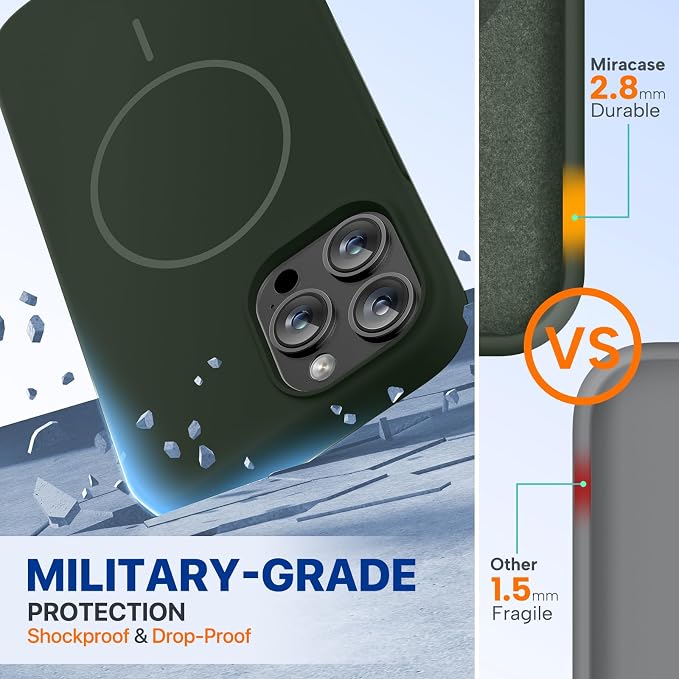 Miracase Silicone for iPhone 12 Pro Max Case, Dark Green | Soft Anti-Scratch Microfiber Lining, Premium Silicone Cover Shockproof Drop Protection Phone Case for 12 Pro Max - Image 3