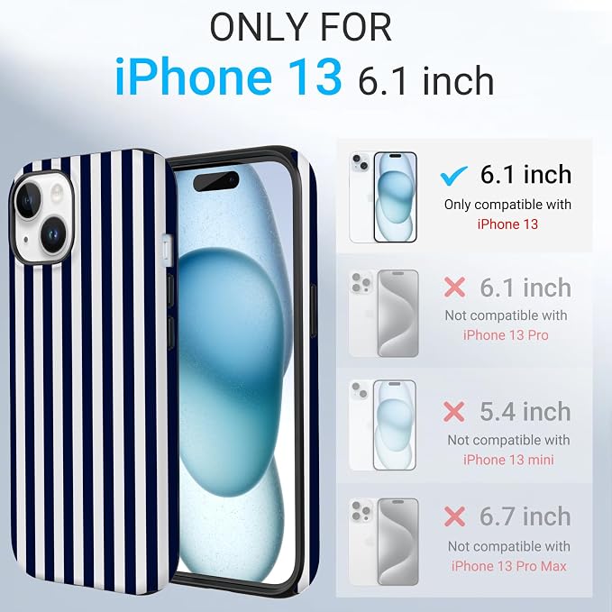 TPU Phone Case for iPhone 13, MagSafe Wireless Charging Compatible, Shockproof Slim Fit Protective Cover with Anti-Yellowing & Raised Camera Protection (Stripe 3, iPhone 13) - Image 2