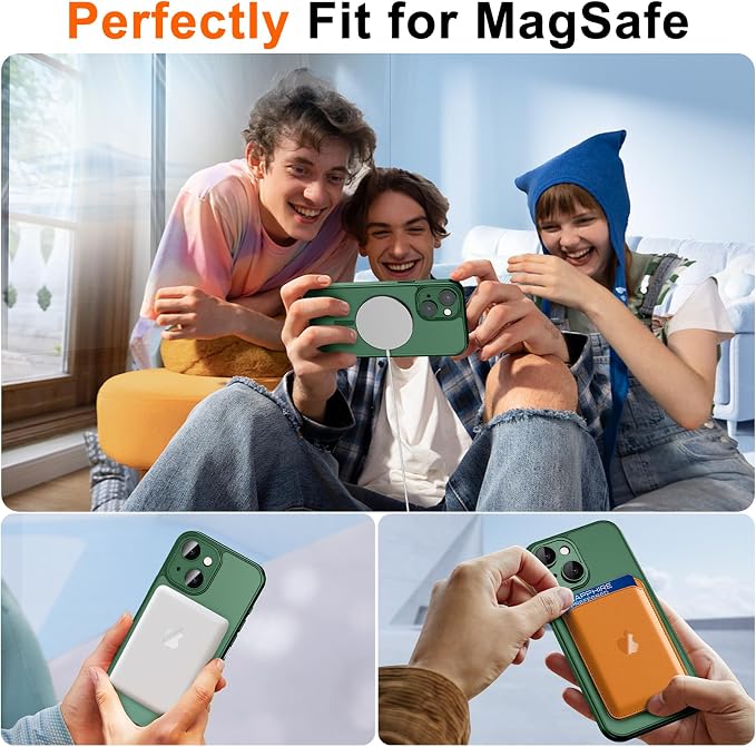 for iPhone 15 Case with Privacy Screen Protector, Green | Full Camera Protection, Translucent Matte Magnetic, Compatible with MagSafe, Shockproof Phone Cover, Slim Fit - Image 4