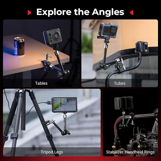 SMALLRIG Magic Arm with Super Clamp for Action Cameras, Camera Clamp Mount for GoPro Hero 13/12/11, for DJI Osmo Action 5 pro/4/3, for Insta360 Ace Pro 2, with 1/4" Screw for Monitor/LED Lights - Image 7