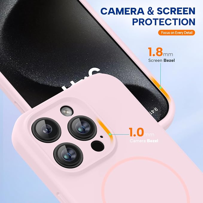 Miracase Magnetic for iPhone 15 Pro Case, Silicone, Soft Microfiber Lining - Image 4