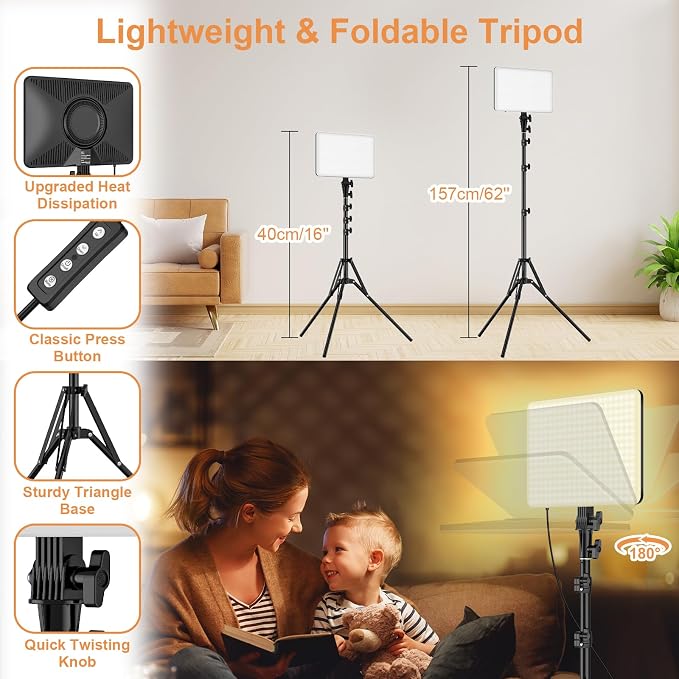 1-Pack LED Video Lighting Kit, Anautin 15W/1700Lux Photography Lighting with Tripod Stand, 2500-8500K Dimmable Streaming Light for Video Recording, Gaming, Podcast, Barber, Salon, TikTok, YouTube - Image 4