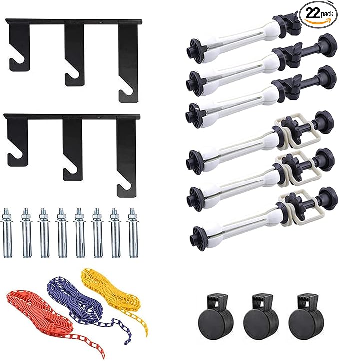 Photography Backdrop Wall Mount 3 Roller Support System | Manual Photo Background Ceiling Holder, Including 2 Tri-fold Hooks, 6 Expand Bars, 3 Chains, for Home Studio Game Video by DImotliyor