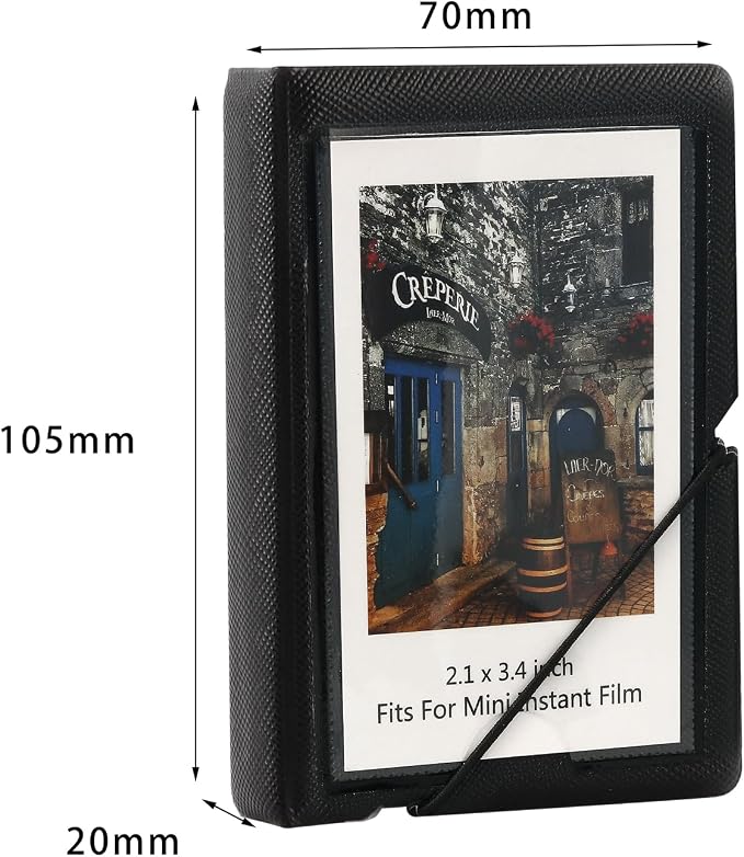 2x3 Instax Mini Photo Album, 28 Pockets. Ink Black, 1PK | Portable Wallet Size Album Stores 2x3 inch Instant Photos. Fits Polaroid, Instax Mini, Kodak Mini Prints and Zink. - Image 2
