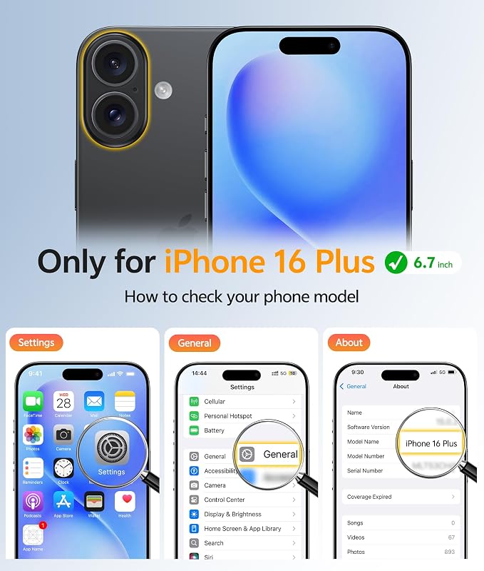 FNTCASE for iPhone 16 Plus Case, Fit for Magsafe, Screen Protector, Blue | Full Camera Protection, Translucent Matte, 14FT Military Grade Drop Proof, Shockproof Protective Phone Cove - Image 2