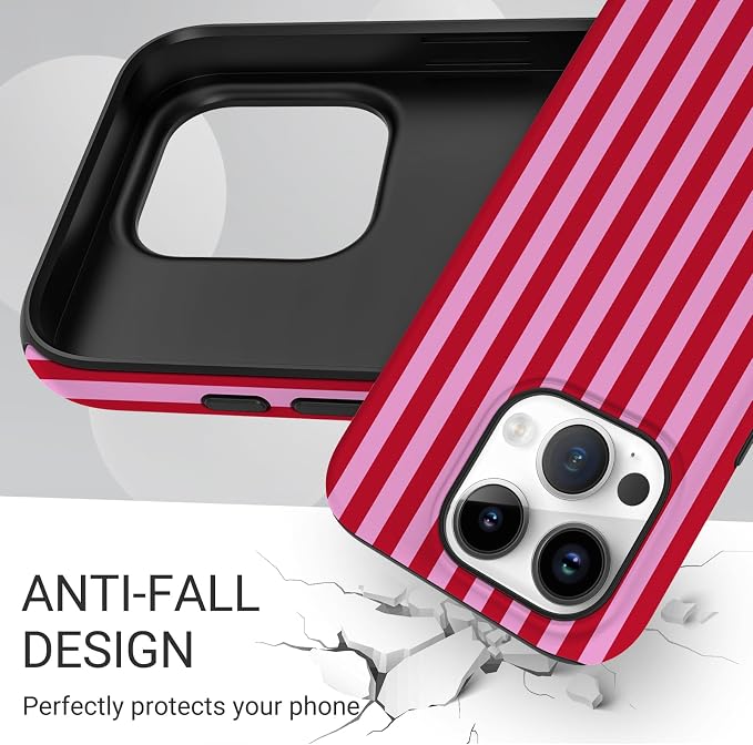 TPU Phone Case for iPhone 15 Pro Max, MagSafe Wireless Charging Compatible, Shockproof Slim Fit Protective Cover with Anti-Yellowing & Raised Camera Protection (Stripes 4, iPhone 15 Pro Max) - Image 5