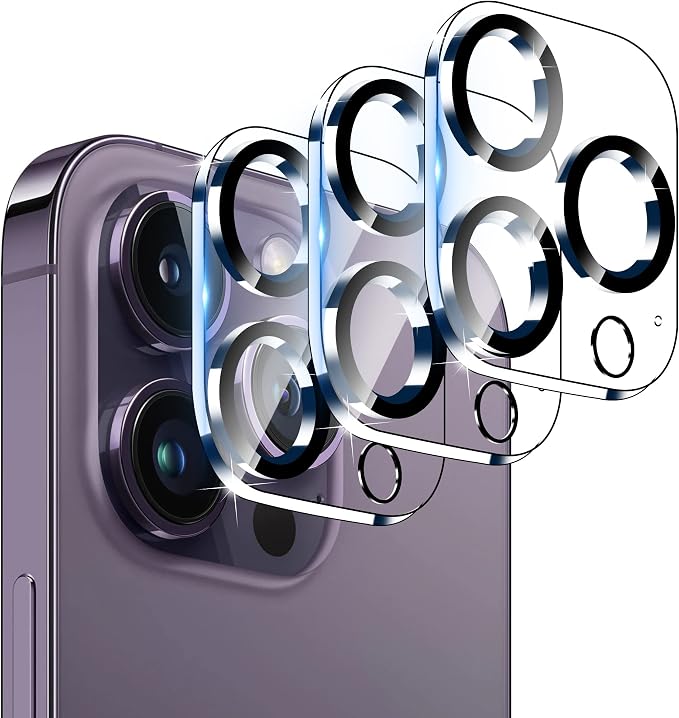 WHPXJY 3-Pack Camera Lens Protector Compatible for iPhone 14 Pro/14 Pro Max Tempered Glass, Ultra HD, Anti Scratch, Easy to Install, Case Friendly, with Night Circle by WHPXJY
