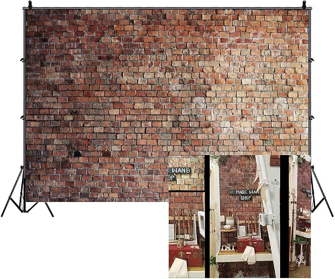 8x6ft Vintage Red Brick Wall Photo Backdrop Newborn Baby Girls Adults Portrait Photography Background Wallpaper Photo Studio Props by Unknown