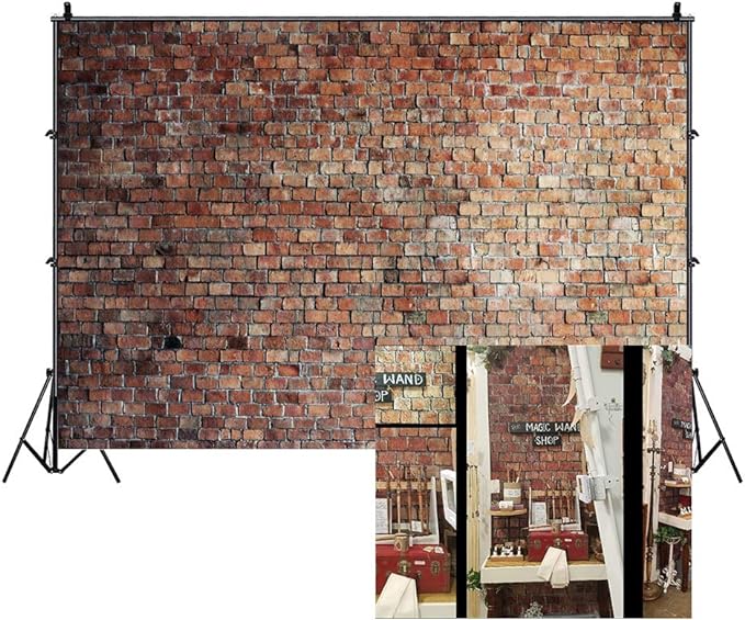 9x6ft Vintage Red Brick Wall Backdrop for Photoshoot Old Brickwall Backgrounds for Photography Newborn Baby Shower Adults Wedding Portrait Photography Backdrop Wallpaper Photo Booth Studio Props by Unknown