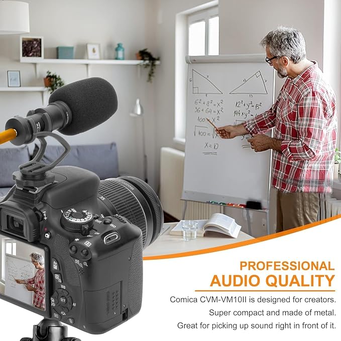 Camera Microphone,Comica CVM-VM10II Professional Video Microphone with Shock Mount, Deadcat,Compact Shotgun Mic Compatible with iPhone,DSLR Camera,Android Smartphones- Perfect for TikTok YouTube Vlog - Image 7