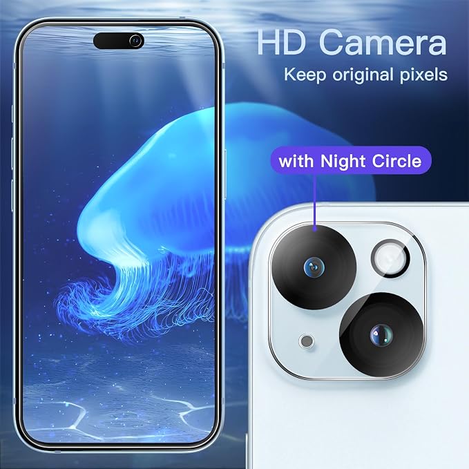 JETech Privacy Screen Protector for iPhone 15 Plus, 2+2 Pack | Anti-Spy Tempered Glass, with Camera Lens Protector, Easy Installation Tool - Image 7