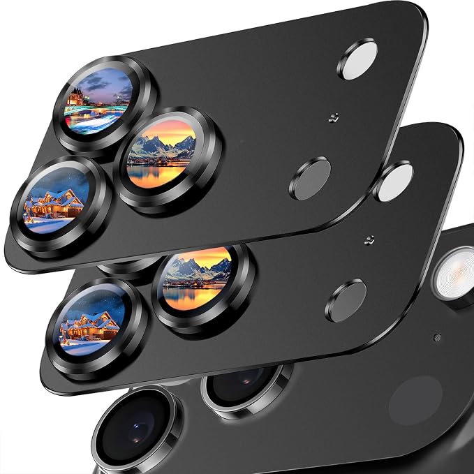 SiHPuoy Camera Lens Protector for iPhone 17 Pro Max, Tempered Glass, Black | 2pcs, 9H+ Hardness, Military Grade Shatterproof, Anti-Scratch, Case Friendly, Metal Camera Cover, Does not Affect Night Shots by SiHPuoy