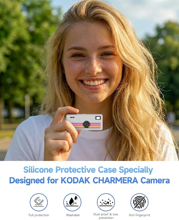 Silicone Case for Kodak CHARMERA Keychain Digital Blind Box accessories,Soft Silicone Protective Case,Comes with Screen Protectors and Wrist Strap - Transparent - Image 2
