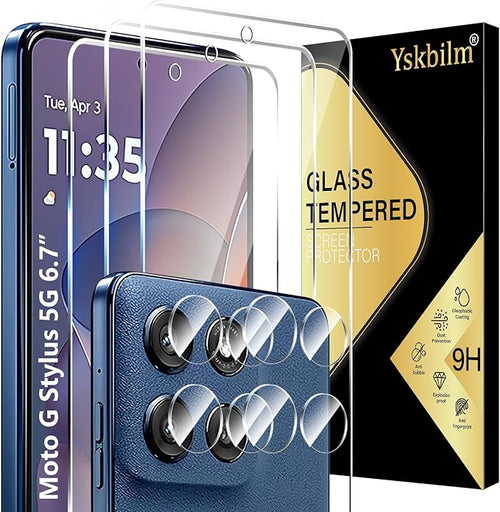 (3+2 Pack) Designed for Motorola Moto G Stylus 5G 2025 Tempered Glass Screen Protector + Camera Lens Protector,[3D Touch][Bubble-Free][Anti-Scratch] Screen Protector Glass For Motorola G Stylus 2025 by Unknown