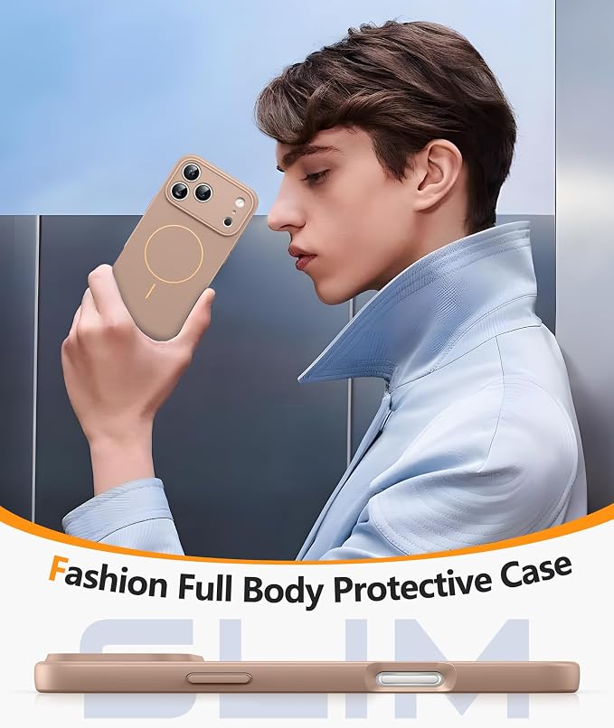 FNTCASE for iPhone 17 Pro Case, Fit for Magsafe, Screen Protector | Full Camera Protection, Integrated Silicone, 14FT Military Grade Drop Proof, Shockproof Protective Phone Cover, Full Gold - Image 7