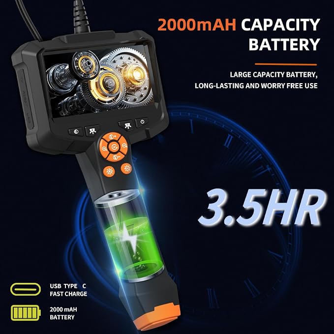 Daxiongmao Borescope 1080P Industrial Endoscope Inspection Camera | Mechanical Tool for Automotive, HVAC, Plumbing, 4.3" IPS Screen, IP67 Waterproof & 16.5ft Semi-Rigid Flexible Snake Probe - Image 4