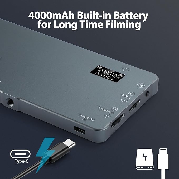 ENEGON 4000mAh Rechargeable Mountable Bicolor LED Video Light with Mini Panel for Professional DSLR Cameras | Photo Video Lighting Long Battery Life | Fits for iPhone Sony Canon Nikon Fuji Panasonic - Image 5