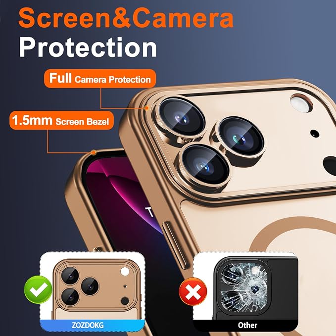 for iPhone 17 Pro Max Case with Privacy Screen Protector, Brown | Full Camera Protection, Compatible with MagSafe, Magnetic Translucent Matte Shockproof Phone Cover for iPhone 17 ProMax - Image 6