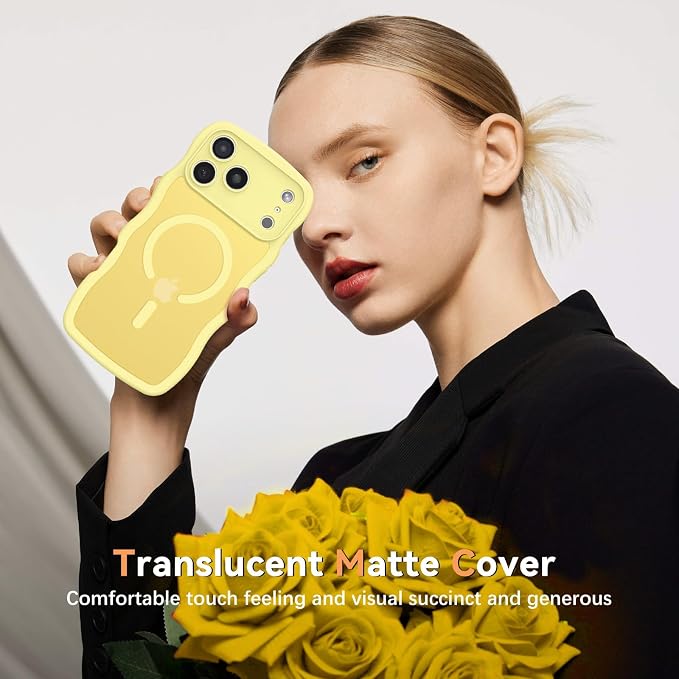 BENTOBEN Magnetic for iPhone 17 Pro Max Case, Cute Wavy [Full Camera Protection][Compatible with MagSafe] Matte Anti-Slip Bumper Women Men Boys Protective Cover for 17 ProMax 6.9", Yellow - Image 7