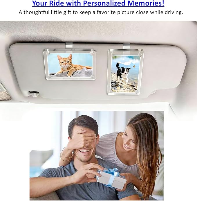 4-Pack Car Sun Visor Photo Clips 3x4", Magnetic Acrylic Picture Holder | Clear Magnetic Picture Holder Resists 212°F/100°C Heat, Clips to Car Sun Visor, Personalized Photo Frame Gifts for Car Lovers - Image 6