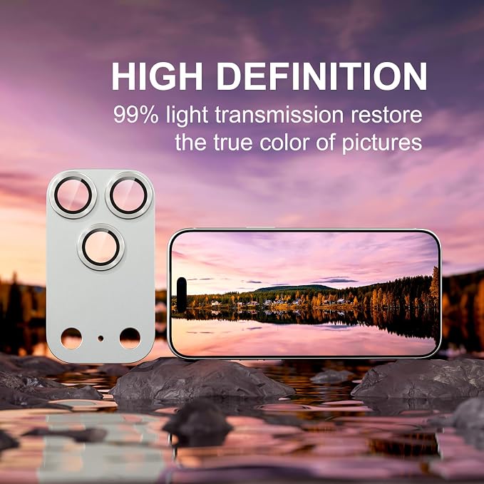 for iPhone 17 Pro Max Camera Lens Protector, Silver | [Military Grade Shatterproof] [Strong Adsorption] [Case Friendly] Matte Metal Tempered Glass Camera Screen Cover Accessories - Image 5
