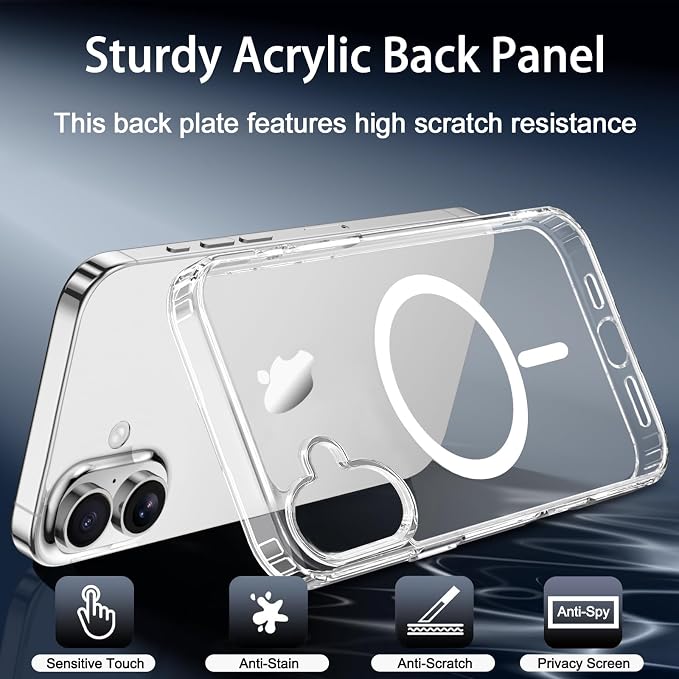 for iPhone 17 Case Clear with Privacy Screen Protector | Magnetic, Compatible with MagSafe, Shockproof Slim Phone Cover for iPhone 17, Transparent - Image 2