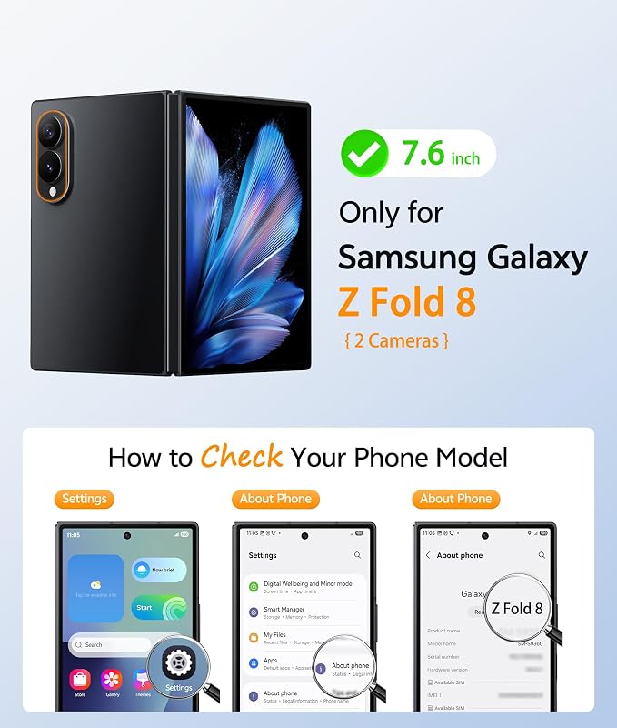 FNTCASE for Samsung Galaxy Z Fold 8 Case, Fit for Magsafe, Hinge Protection | Screen Protector, Translucent Matte Magnetic Back, 18FT Military Grade Drop Proof, Protective Phone Cover, Light Purple - Image 2