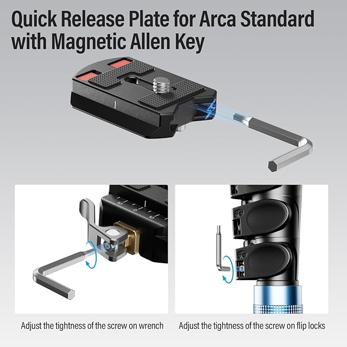 SIRUI QC-55 Quick Release Plate and Clamp, 55mm Camera Mount Adapter | 1/4" & 3/8" Threads, Tripod, Monopod, DSLR, Stabilizer, Quick Release Mount, Camera Rig Compatible - Image 3