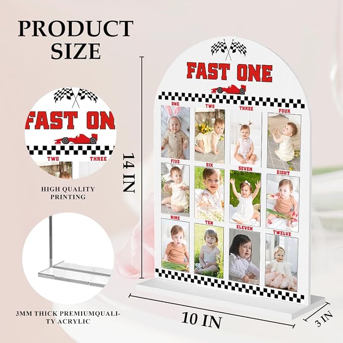 My First Year Photo Board Baby Milestone Signs One Year of Baby Photo Board, Best Babies Keepsake 10x14 Inches Acrylic Sign Decor Fits 2" x 3" Photo A06 - Image 2
