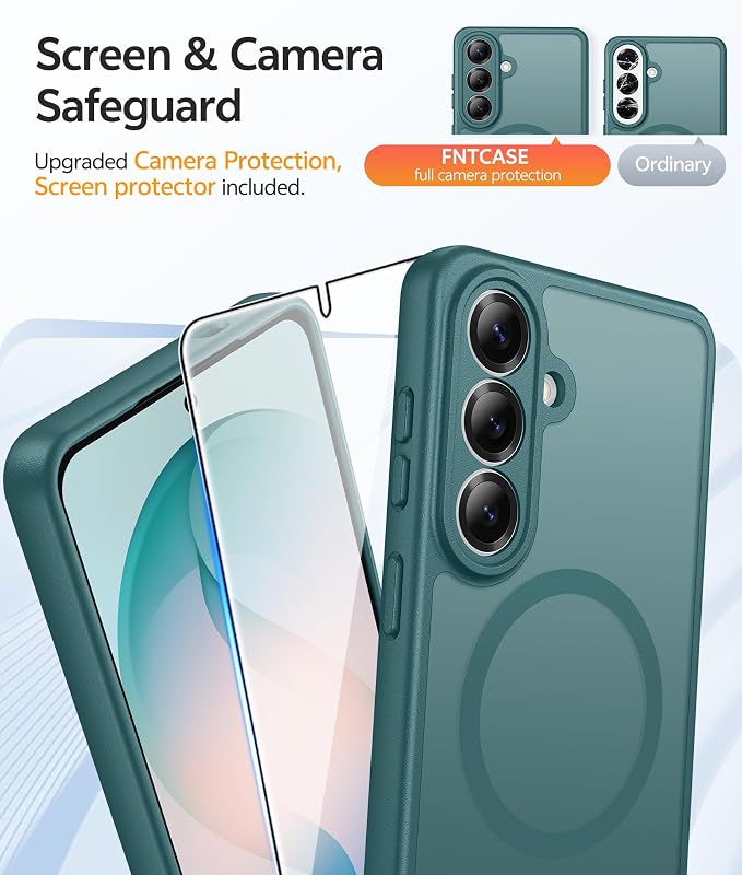 FNTCASE for Samsung Galaxy S26 Plus Case, Fit for Magsafe, Screen Protector | Full Camera Protection, Translucent Matte, 14FT Military Grade Drop Proof, Shockproof Protective Phone Cover, Sagebrush Green - Image 4
