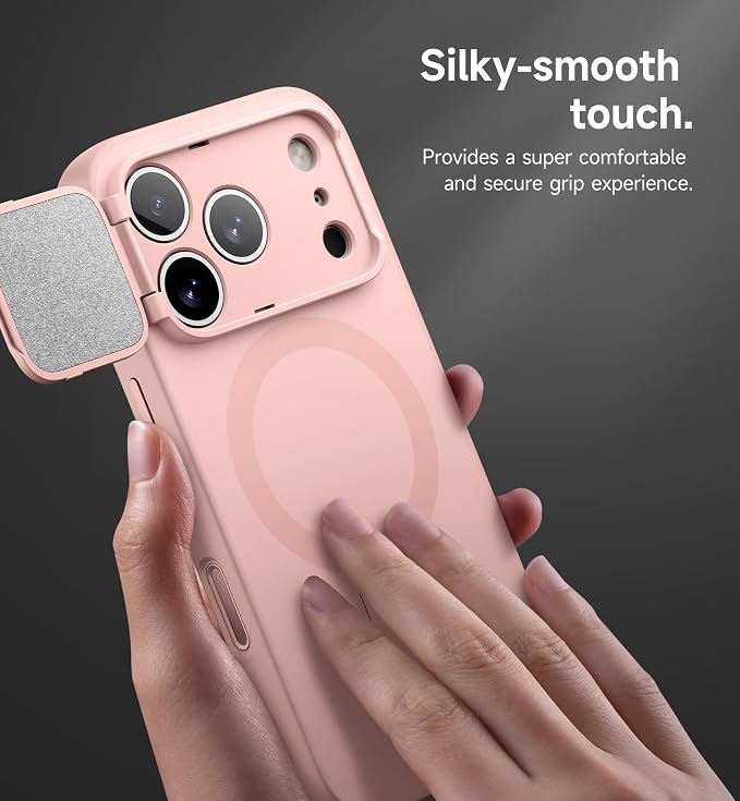 SURITCH for iPhone 17 Pro Max Case with Camera Control Cover, Camera Cover and Adjustable Kickstand, Compatible with MagSafe, Shockproof Bumper Protective Cases 6.9 Inch, Pink - Image 8