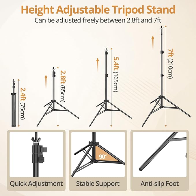 10x7ft Photo Backdrop Stand Kit with 6x9ft Black Backdrop Screen | Portable Photography Frame, Adjustable Support kit with 6 Clamps, Carry Bag for Photo, Video Recording, Streaming, Decoration - Image 3